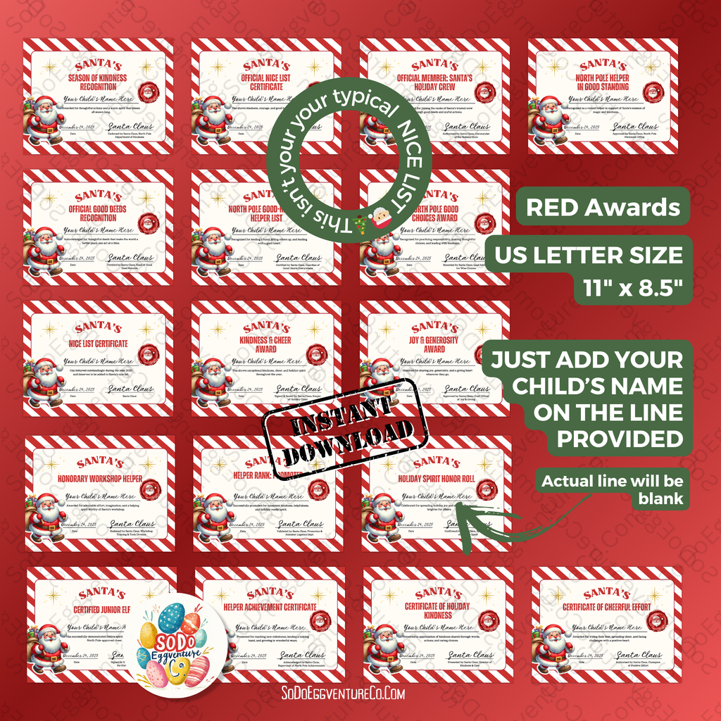🎅 Santa’s Award Certificates – 17 Printable Christmas Good Deed Awards