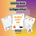 🕸️ Halloween Activity Book – 16 Fun Printable Pages for Kids + 8 Bonus Solutions 🎃