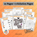 🕸️ Halloween Activity Book – 16 Fun Printable Pages for Kids + 8 Bonus Solutions 🎃