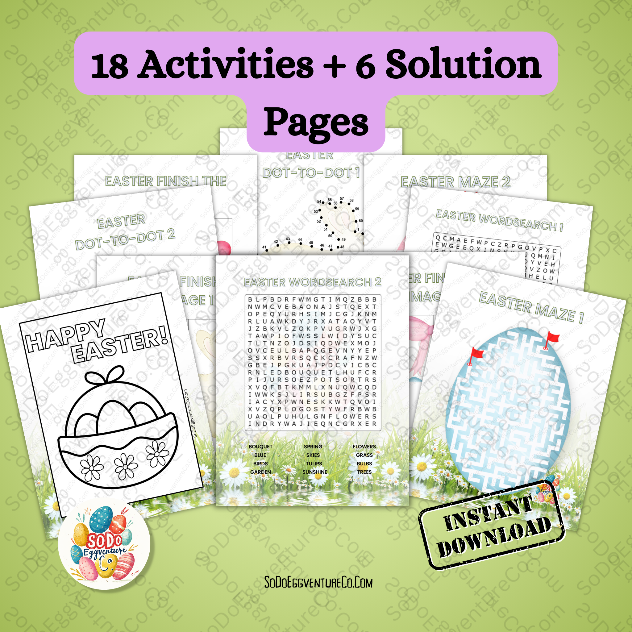 🐣  Easter Activity Pack for Kids – Printable Puzzles, Coloring Pages & Games