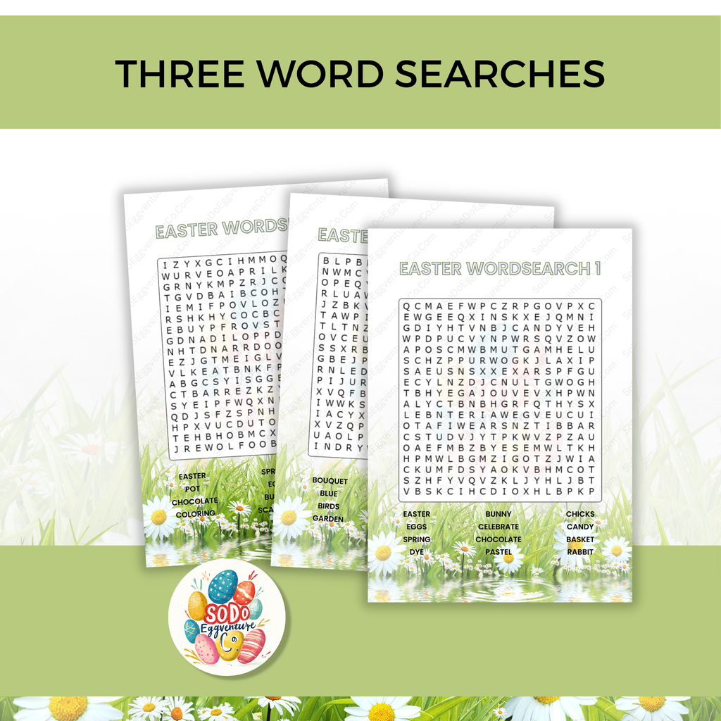 Printable springtime word search puzzle from Easter activity pack, great for kids learning fun