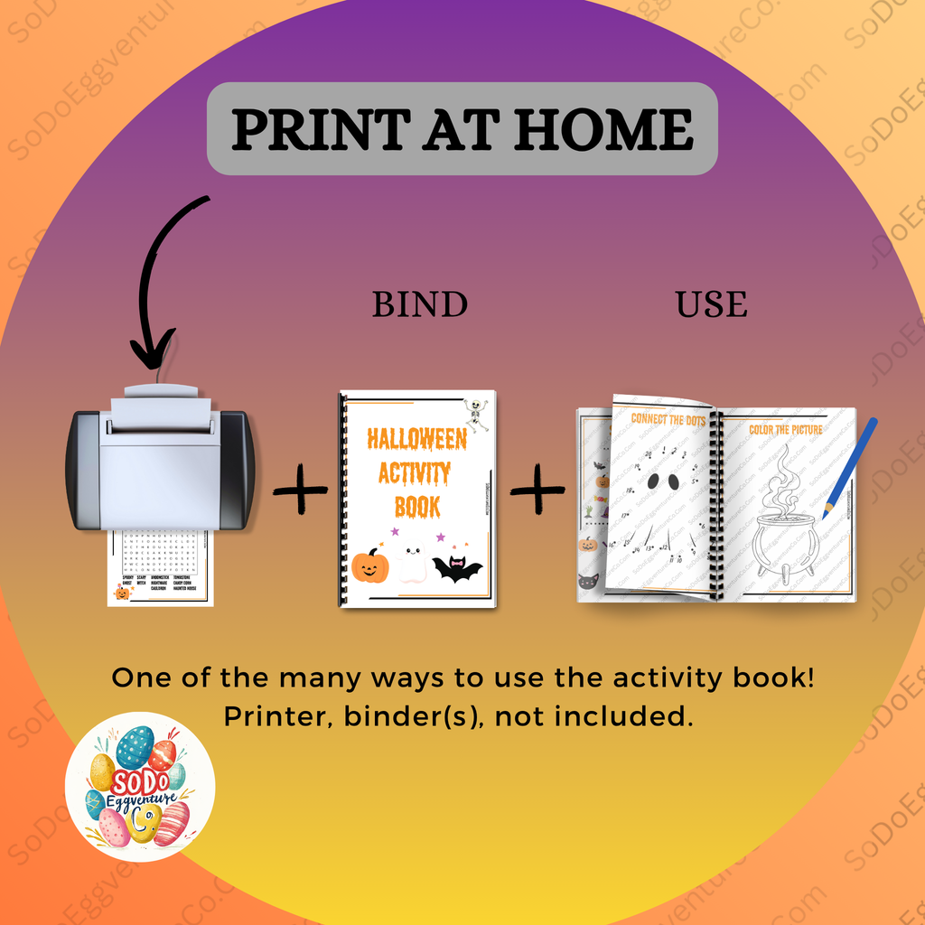 🕸️ Halloween Activity Book – 16 Fun Printable Pages for Kids + 8 Bonus Solutions 🎃