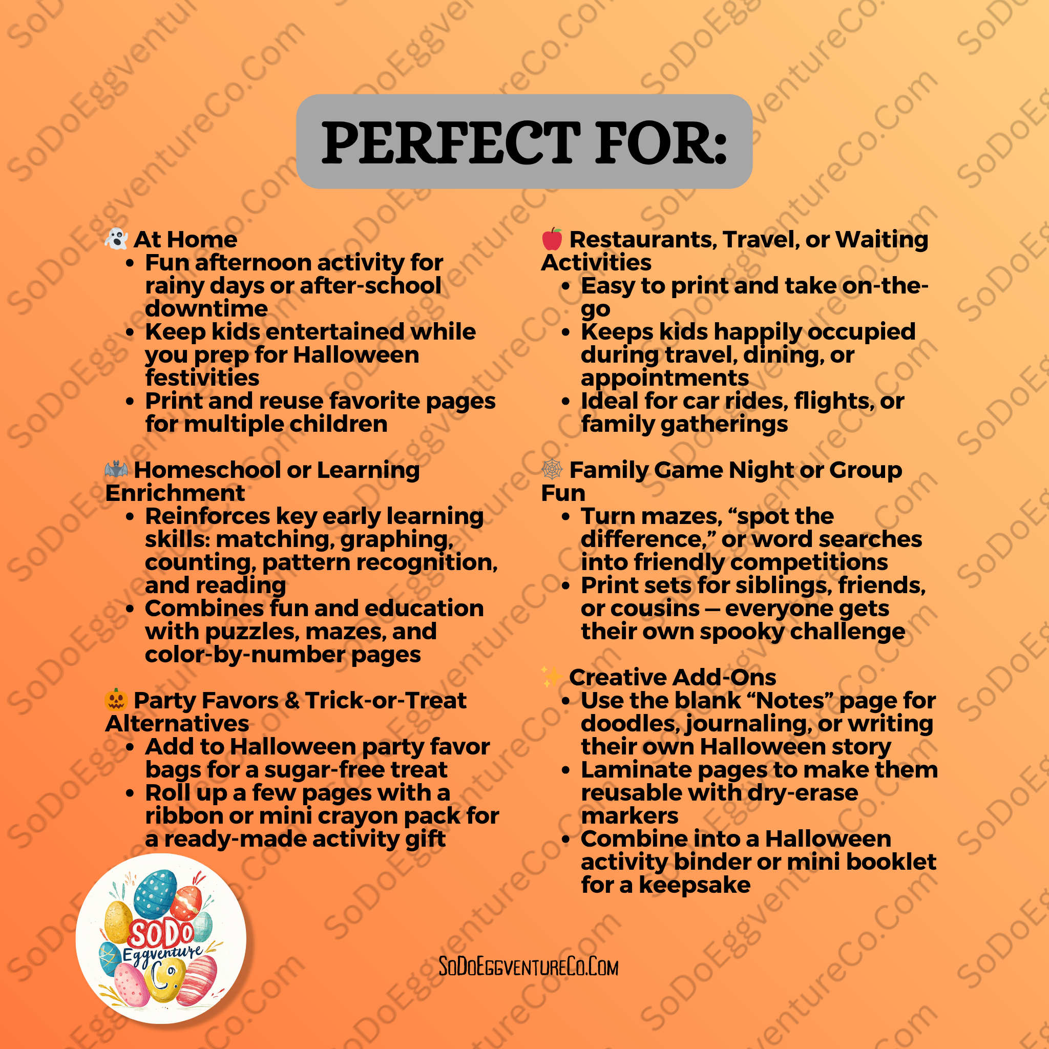 🕸️ Halloween Activity Book – 16 Fun Printable Pages for Kids + 8 Bonus Solutions 🎃