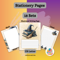 Stationery pages with Halloween images. Each set includes (1) lined page, (1) blank page, and (1) illustrated writing page