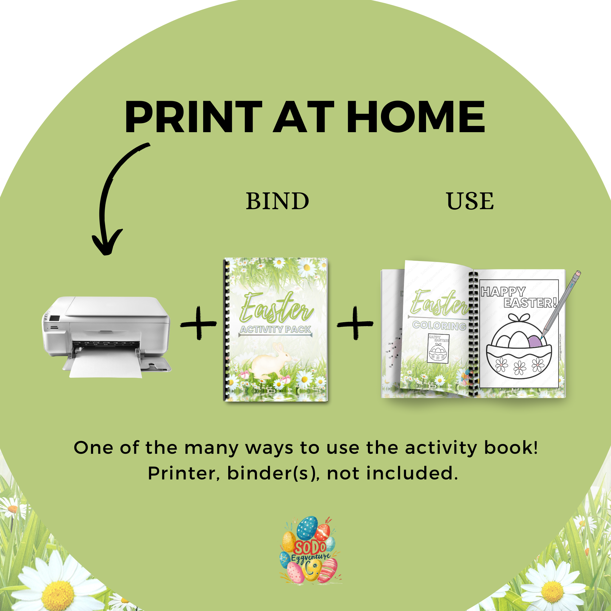 How to use the Easter Activity Pack: print at home, bind the pages, and enjoy fun printable Easter activities with kids
