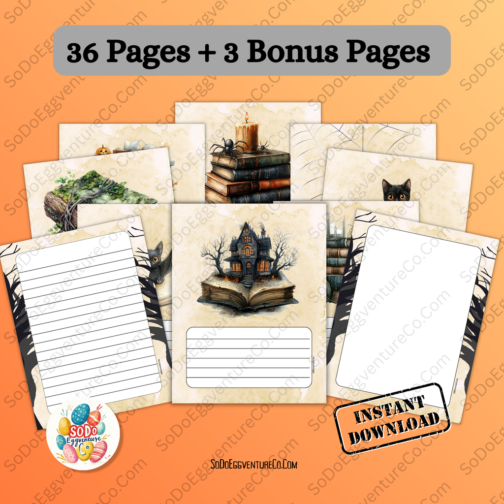 10 pages with 10 different halloween images